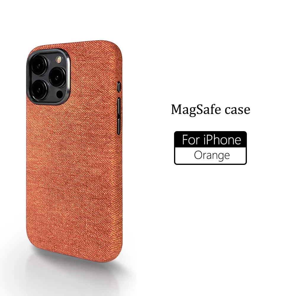 Luxury Linen Texture Magsafe case for iPhone.