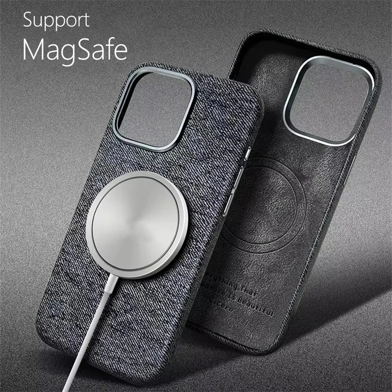 Luxury Linen Texture Magsafe case for iPhone.