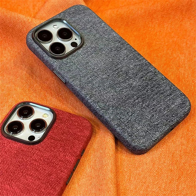 Luxury Linen Texture Magsafe case for iPhone.